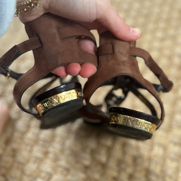 COPY - Louis Vuitton Brown Leather Sandals 37.5 RARE - Picture 4 of 7